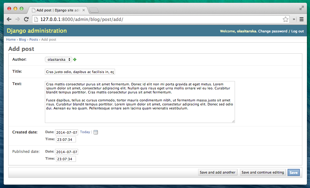 Django admin